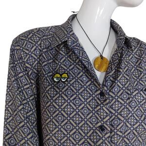 Vintage St. Regis moroccan print long sleeve shoulder pads shirt size large
